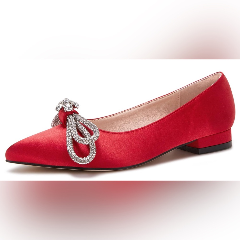 Vetaste double bow pointed toe ballet flats